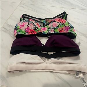 Floral, Purple, and White Bralette Set